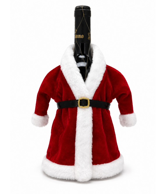 HEM HEM Wijnfles Kerstdecoratie Kerstmanpak Rood Wit - Wijnfleshoes - Flesversiering - Kerst Tafeldecoratie