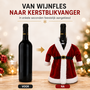 HEM HEM Wijnfles Kerstdecoratie Kerstmanpak Rood Wit - Wijnfleshoes - Flesversiering - Kerst Tafeldecoratie
