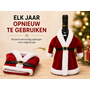 HEM HEM Wijnfles Kerstdecoratie Kerstmanpak Rood Wit - Wijnfleshoes - Flesversiering - Kerst Tafeldecoratie