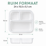 HEM Lunchbox Met 3 Vakken Mintgroen 24 x 15,5 x 5,1 cm - Broodtrommel Met Vakken - Bento Lunchbox - Brooddoos Voor School Werk En Onderweg