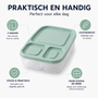HEM Lunchbox Met 3 Vakken Mintgroen 24 x 15,5 x 5,1 cm - Broodtrommel Met Vakken - Bento Lunchbox - Brooddoos Voor School Werk En Onderweg
