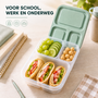 HEM Lunchbox Met 3 Vakken Mintgroen 24 x 15,5 x 5,1 cm - Broodtrommel Met Vakken - Bento Lunchbox - Brooddoos Voor School Werk En Onderweg