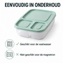 HEM Lunchbox Met 3 Vakken Mintgroen 24 x 15,5 x 5,1 cm - Broodtrommel Met Vakken - Bento Lunchbox - Brooddoos Voor School Werk En Onderweg