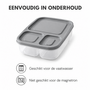 HEM Lunchbox Met 3 Vakken Grijs 24 x 15,5 x 5,1 cm - Broodtrommel Met Vakken - Bento Lunchbox - Brooddoos Voor School Werk En Onderweg
