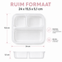 HEM Lunchbox Met 3 Vakken Roze 24 x 15,5 x 5,1 cm - Broodtrommel Met Vakken - Bento Lunchbox - Brooddoos Voor School Werk En Onderweg