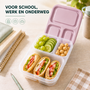 HEM Lunchbox Met 3 Vakken Roze 24 x 15,5 x 5,1 cm - Broodtrommel Met Vakken - Bento Lunchbox - Brooddoos Voor School Werk En Onderweg