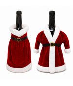 HEM Wijnfles Kerstdecoratie Set 2 Stuks - Kerstjurk & Kerstmanpak