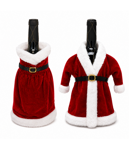 HEM HEM Wijnfles Kerstdecoratie Set 2 Stuks - Kerstjurk & Kerstmanpak