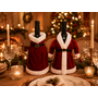 HEM HEM Wijnfles Kerstdecoratie Set 2 Stuks - Kerstjurk & Kerstmanpak - Wijnfleshoes - Flesversiering Rood Wit