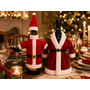 HEM HEM Wijnfles Kerstdecoratie Set 2 Stuks - Kerstmanpak & Kerstpak Met Muts - Wijnfleshoes - Flesversiering Rood Wit