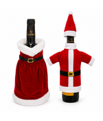 HEM Wijnfles Kerstdecoratie Set 2 Stuks - Kerstjurk & Kerstpak Met Muts