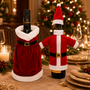 HEM HEM Wijnfles Kerstdecoratie Set 2 Stuks - Kerstjurk & Kerstpak Met Muts - Wijnfleshoes - Flesversiering Rood Wit