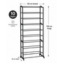 HEM HEM Schoenenrek 10 Laags - Smal Schoenenrek - Schoenen Organizer - Metalen Schoenen Opbergrek - 50 x 24 x 130 cm - Zwart - Incl. Microvezeldoekje
