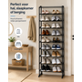 HEM HEM Schoenenrek 10 Laags - Smal Schoenenrek - Schoenen Organizer - Metalen Schoenen Opbergrek - 50 x 24 x 130 cm - Zwart - Incl. Microvezeldoekje