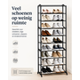 HEM HEM Schoenenrek 10 Laags - Smal Schoenenrek - Schoenen Organizer - Metalen Schoenen Opbergrek - 50 x 24 x 130 cm - Zwart - Incl. Microvezeldoekje