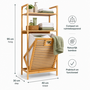 HEM HEM Bamboe Badkamerrek met Wasmand 40x30x95 cm - Wasmandrek met 2 Opbergplanken - Badkamer Organizer - Inclusief Microvezeldoekje