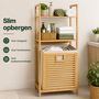 HEM HEM Bamboe Badkamerrek met Wasmand 40x30x95 cm - Wasmandrek met 2 Opbergplanken - Badkamer Organizer - Inclusief Microvezeldoekje