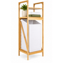 HEM HEM Bamboe Badkamerrek met Wasmand 40x30x95 cm - Wasmandrek met 2 Opbergplanken - Badkamer Organizer - Inclusief Microvezeldoekje