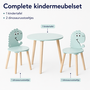 HEM HEM Kindertafel met 2 Kinderstoelen - Tafel en Stoeltjes Set - Dinosaurus - Blauw - Inclusief Microvezeldoekje