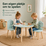 HEM HEM Kindertafel met 2 Kinderstoelen - Tafel en Stoeltjes Set - Dinosaurus - Blauw - Inclusief Microvezeldoekje