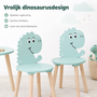 HEM HEM Kindertafel met 2 Kinderstoelen - Tafel en Stoeltjes Set - Dinosaurus - Blauw - Inclusief Microvezeldoekje