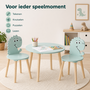 HEM HEM Kindertafel met 2 Kinderstoelen - Tafel en Stoeltjes Set - Dinosaurus - Blauw - Inclusief Microvezeldoekje