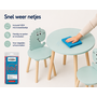HEM HEM Kindertafel met 2 Kinderstoelen - Tafel en Stoeltjes Set - Dinosaurus - Blauw - Inclusief Microvezeldoekje