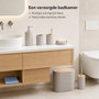 HEM HEM Badkameraccessoireset 7-delig - Badkamerset met Afvalbak, Toiletborstel, Zeepdispenser, Tandenborstelhouder, Beker, Zeepbakje en HEM Microvezeldoek - Warmgrijs met Bamboe
