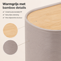 HEM HEM Badkameraccessoireset 7-delig - Badkamerset met Afvalbak, Toiletborstel, Zeepdispenser, Tandenborstelhouder, Beker, Zeepbakje en HEM Microvezeldoek - Warmgrijs met Bamboe
