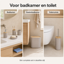 HEM HEM Badkameraccessoireset 7-delig - Badkamerset met Afvalbak, Toiletborstel, Zeepdispenser, Tandenborstelhouder, Beker, Zeepbakje en HEM Microvezeldoek - Warmgrijs met Bamboe