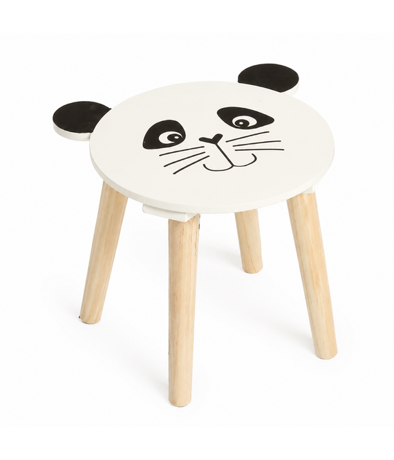 HEM HEM houten kinderkruk panda - 28 x 27 cm - Met microvezeldoekje