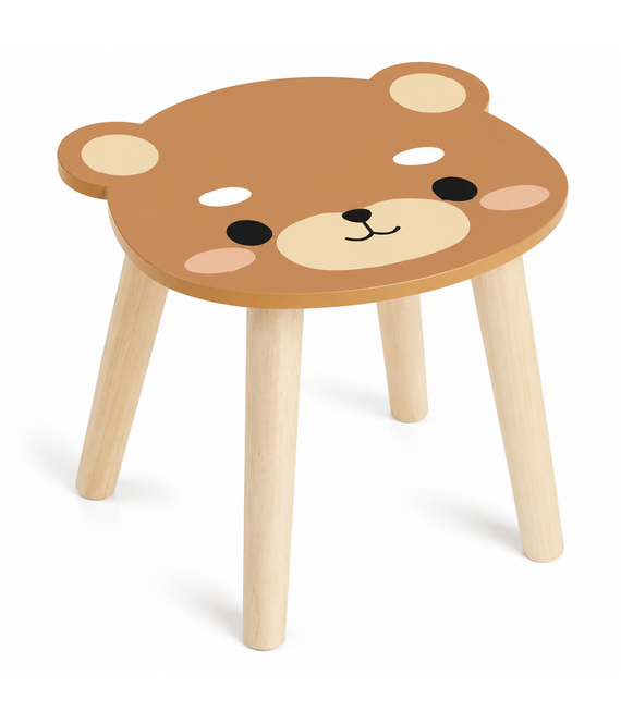 HEM HEM houten kinderkruk beer - 28 x 27 cm - Met microvezeldoekje