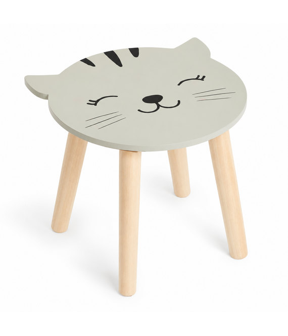 HEM HEM houten kinderkruk kat - 28 x 27 cm - Met microvezeldoekje