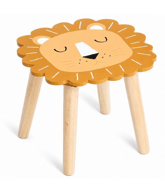 HEM HEM houten kinderkruk leeuw - 28 x 27 cm - Met microvezeldoekje