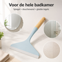 HEM HEM Raamwisser met Bamboe Handgreep - Ramentrekker, Douchewisser en Badkamerwisser - 24 x 20 cm - Lichtblauw - Met HEM Microvezeldoekje