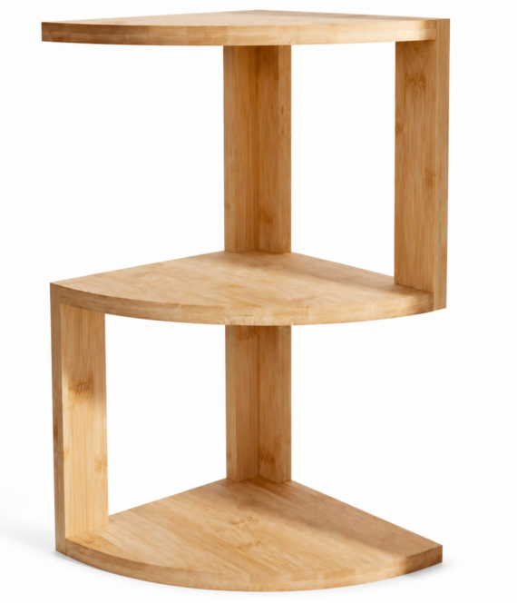 HEM HEM Bamboe Hoekrek 3-Laags - Hoekplank voor Badkamer en Keuken - 40 x 20 x 20 cm - Met Microvezeldoekje