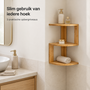 HEM HEM Bamboe Hoekrek 3-Laags - Hoekplank voor Badkamer en Keuken - 40 x 20 x 20 cm - Met Microvezeldoekje
