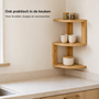 HEM HEM Bamboe Hoekrek 3-Laags - Hoekplank voor Badkamer en Keuken - 40 x 20 x 20 cm - Met Microvezeldoekje