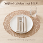 HEM HEM Placemat Rond Ø 38 cm Goud - PVC Tafelmat - Bordonderlegger - Opengewerkt Bladpatroon - 1 Stuk