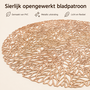 HEM HEM Placemats Rond Ø 38 cm Goud - PVC Tafelmatten - Bordonderleggers - Opengewerkt Bladpatroon - Set van 4