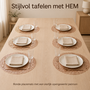 HEM HEM Placemats Rond Ø 38 cm Goud - PVC Tafelmatten - Bordonderleggers - Opengewerkt Bladpatroon - Set van 6