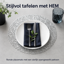 HEM HEM Placemat Rond Ø 38 cm Zilver - PVC Tafelmat - Bordonderlegger - Opengewerkt Bladpatroon - 1 Stuk