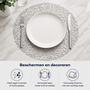 HEM HEM Placemats Rond Ø 38 cm Zilver - PVC Tafelmatten - Bordonderleggers - Opengewerkt Bladpatroon - Set van 6