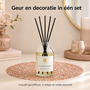 HEM HEM Geurstokjes Cinnamon Orange 100 ml met Gouden Placemat 38 cm - 5 Stokjes - Geurdiffuser - Huisparfum - Kerstdecoratie