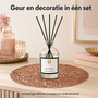 HEM HEM Geurstokjes Iced Berry 100 ml met Roségouden Placemat 38 cm - 5 Stokjes - Geurdiffuser - Huisparfum - Kerstdecoratie