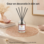 HEM HEM Geurstokjes Peaceful Pine 100 ml met Gouden Placemat 38 cm - 5 Stokjes - Geurdiffuser - Huisparfum - Kerstdecoratie