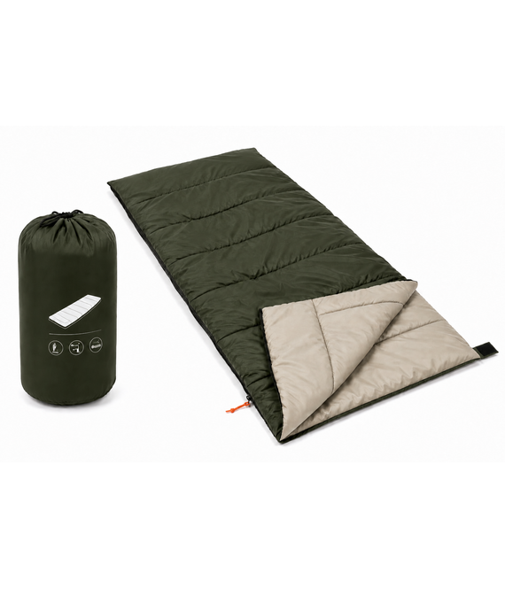 HEM HEM Slaapzak Envelop 200x75 cm Groen – Zomer Slaapzak – Inclusief Opbergzak – Camping – Festival – Logeren - Copy