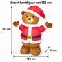 HEM HEM Opblaasbare Kerstbeer 122 cm met 6 LED Lampjes – Opblaasbaar Kerstfiguur voor Buiten en Binnen – Kerstdecoratie Kerstman Beer – Inclusief Blower, Grondpennen, Scheerlijnen en HEM Microvezeldoekje