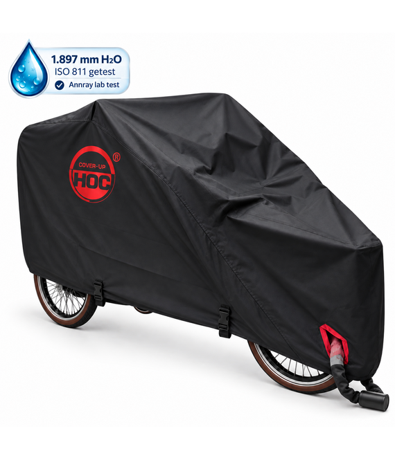 CUHOC CUHOC Red Label Bakfietshoes - Bakfiets Hoes tot 250 cm - 270 x 105 x 130 cm - 210D Oxford - Met Huif - Urban Arrow Family, Lovens, Vogue en Dolly - Regenhoes Bakfiets