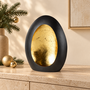 HEM HEM Decoratieve Lantaarn Zwart Goud - Metalen Kaarsenhouder - Sfeerlantaarn 27 x 14,5 x 36 cm - Woondecoratie - Inclusief Microvezeldoekje